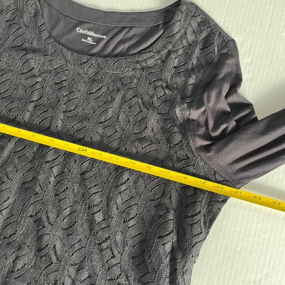 Croft n Barrow Sz XL Black Pullover Blouse Stretch Lined Lace Long Sleeve - Picture 5 of 7